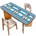 thumbnail image 1 of Blue Anchor Table Cloths for 8 Foot Rectangle Tables, Nautical Summer Beach Coastal Ocean Art Patio Waterproof Elastic Fitted Tablecloths, Washable Rectangular Table Cover for Camping, 1 of 8