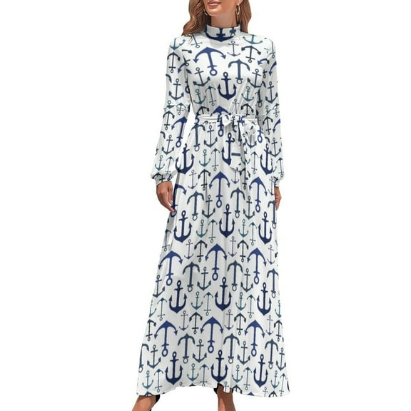 Blue Anchors Long Dress Woman clothing women's luxury party dress