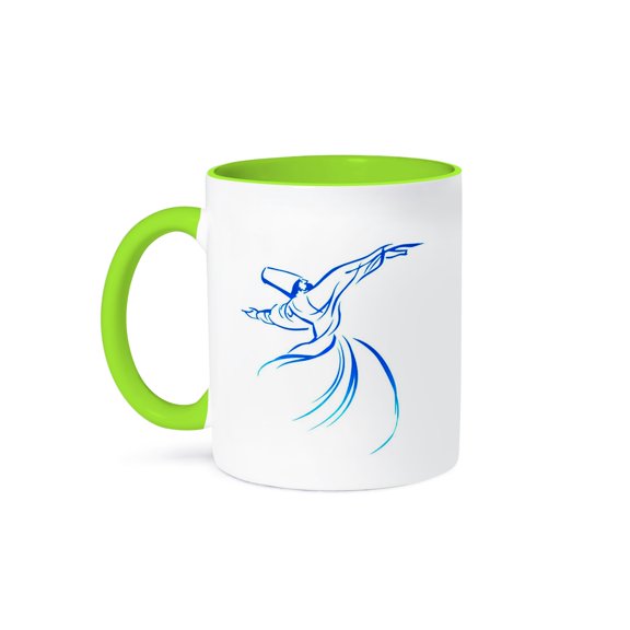 3drose, Blue and Aqua Sema the Dance of the Whirling Dervish, 15oz Two-tone Green Mug