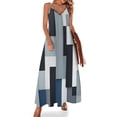 thumbnail image 1 of Blue And Black And Grey Squares Sleeveless Dress Loose Women's Dress Dresses Luxury Evening Dresses, 1 of 9