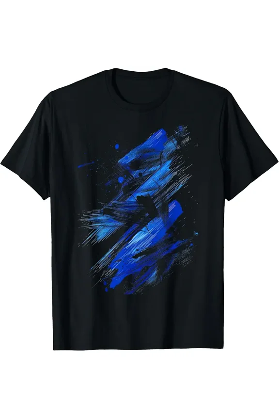 Blue And Black Dynamic Splatter T-Shirt