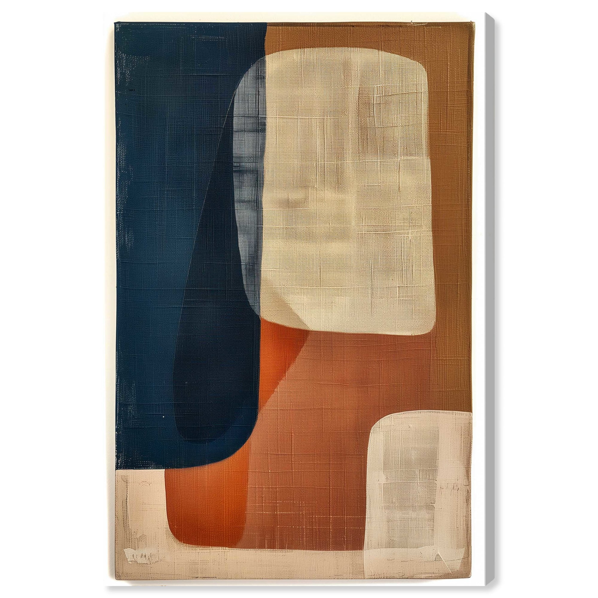 Blue and Cream Abstract Canvas Wall Art, 16" x 24"
