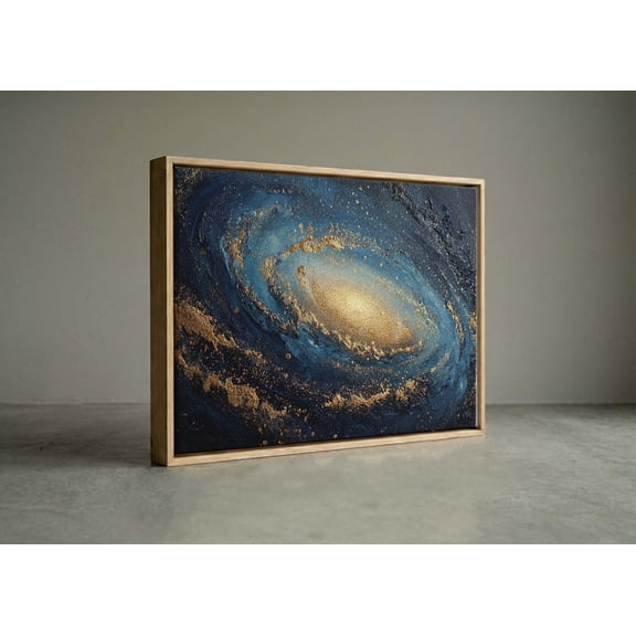 Blue And Gold Galaxy Swirl Space Wall Decor Unframed Paper Print