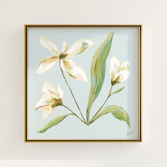 Blue And Green Floral Botanical Poster Grandmillennial Southern Art V30, Unframed Canvas 8x10in