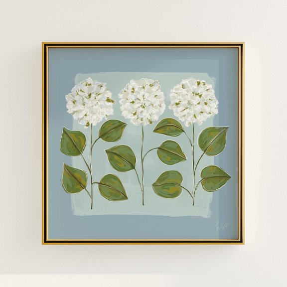 Blue And Green Hydrangea Botanical Poster Grandmillennial Southern Art, Unframed Paper Poster 8x10in