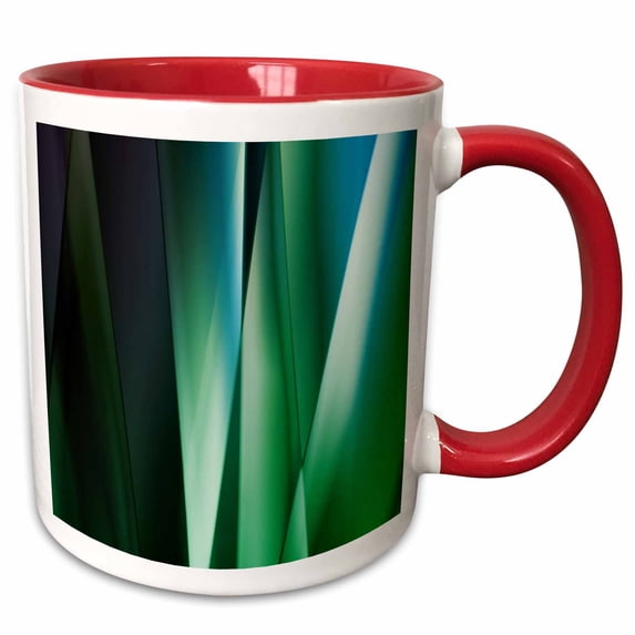 3drose, Blue and Green Thick Streamers, 11oz Two-tone Red Mug