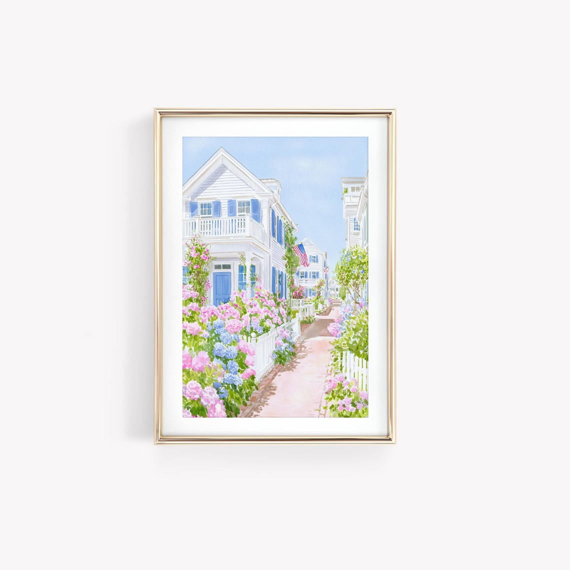 Blue And Nantucket Wall Art Print, East Coast, Preppy Coastal, Pastel ...