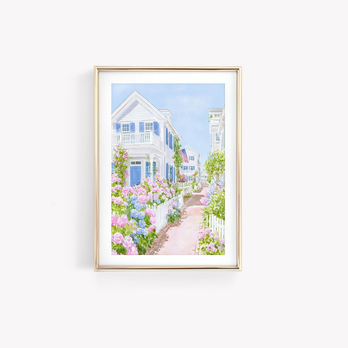 Blue And Nantucket Wall Art Print, East Coast, Preppy Coastal, Pastel ...
