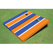 Blue And Orange Alternating Long Stripe Cornhole Set