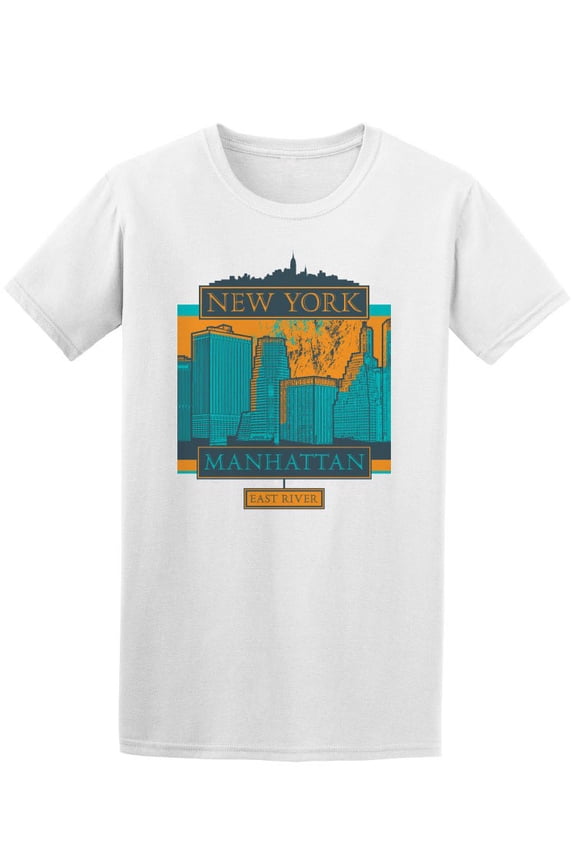 Blue And Orange Manhattan T-Shirt Men -Image by Shutterstock, Male Small