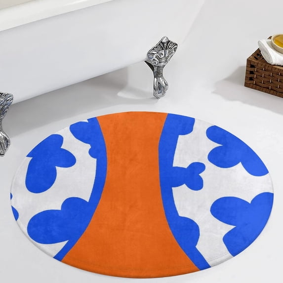 Blue And Orange Round Carpet Circle Rug Outdoor Patio Area Rug Washable Large Area Rugs Hallway Room Decor Fitness Mats