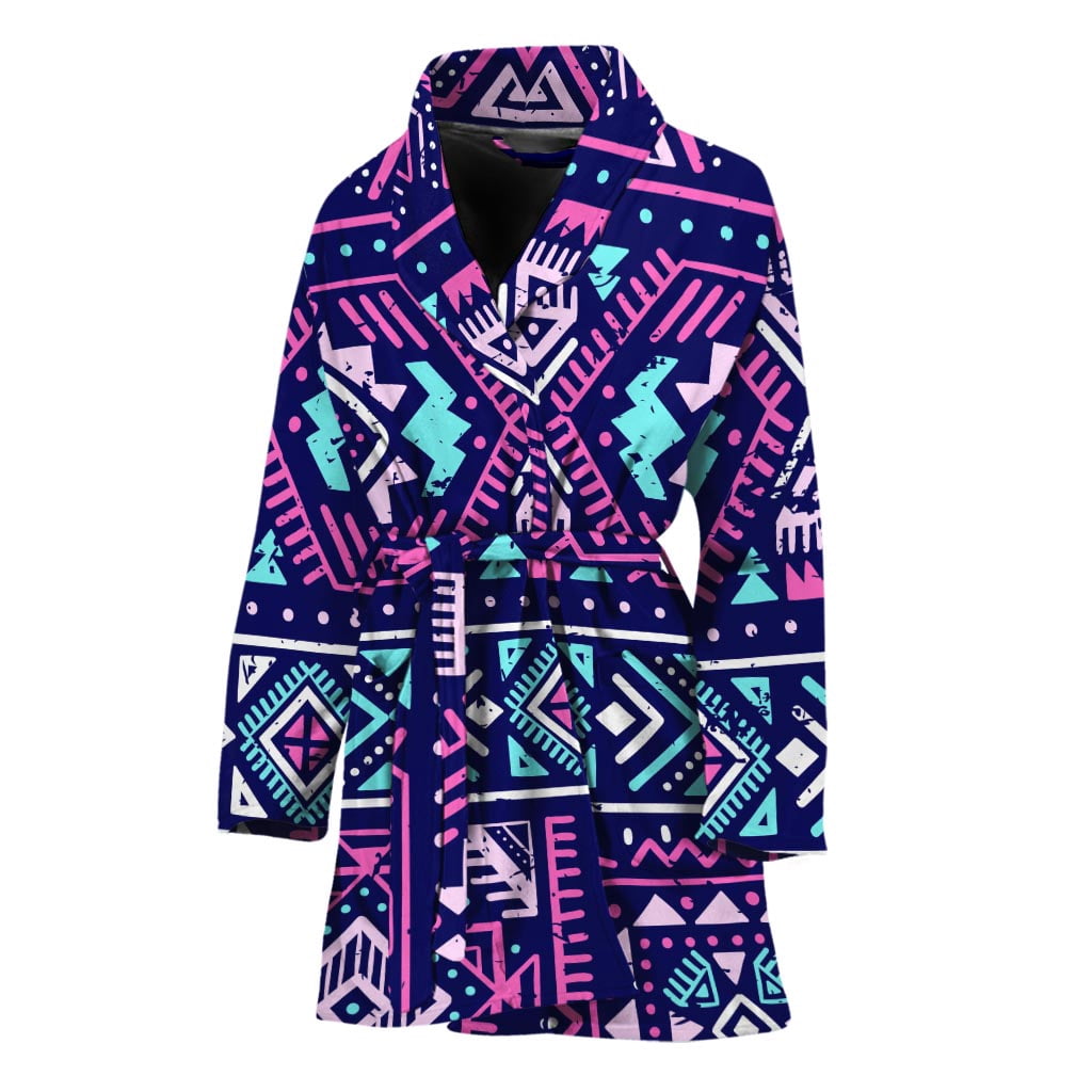 Aztec Print Robe Blue And Pink Aztec Pattern Women Bathrobe One Size Univeral Fits ...
