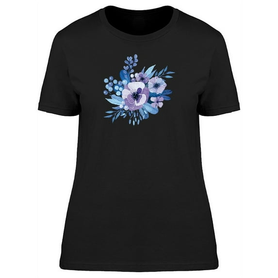 Blue And Purple Flowers T-Shirt Women -Image by Shutterstock, Female Large