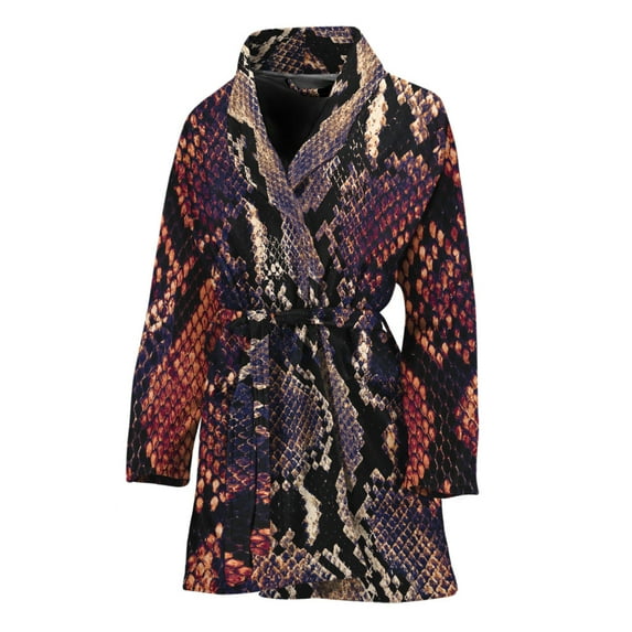 Blue And Red Snakeskin Women Bathrobe One Size Univeral Fits, Snakes Python Fashion Lightweight Plush Fleece Long Robe For Women