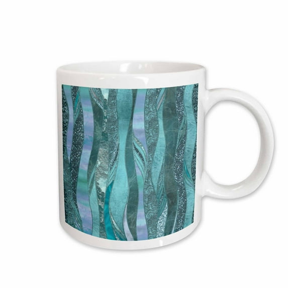 3drose, Blue and Turquoise Abstract Glamorous Stripes, 11oz Mug