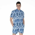 thumbnail image 1 of Blue And White Aztec Pattern Short Sleeve Men'S Rompers Casual Summer Jumpsuits Outfit, 1 of 4