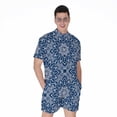thumbnail image 1 of Blue And White Bohemian Mandala Short Sleeve Men'S Rompers Casual Summer Jumpsuits Outfit, 1 of 4