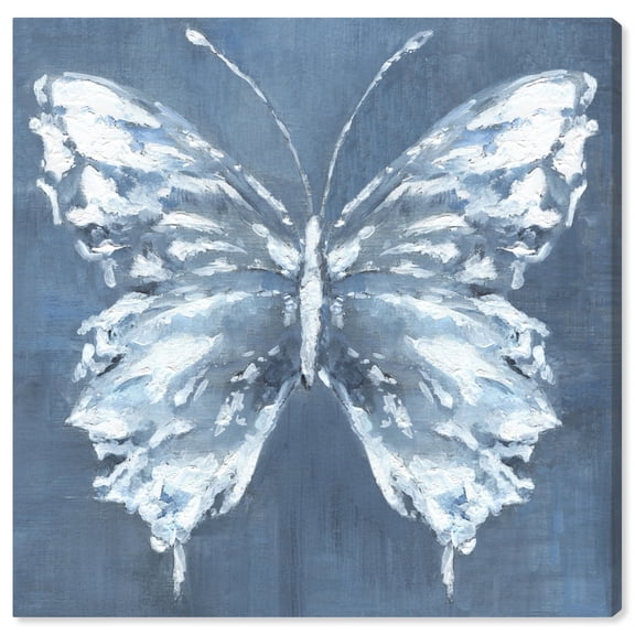Blue And White Canvas Butterfly Art Prints by Art Remedy, Gallery Wrapped, 24" x 24"
