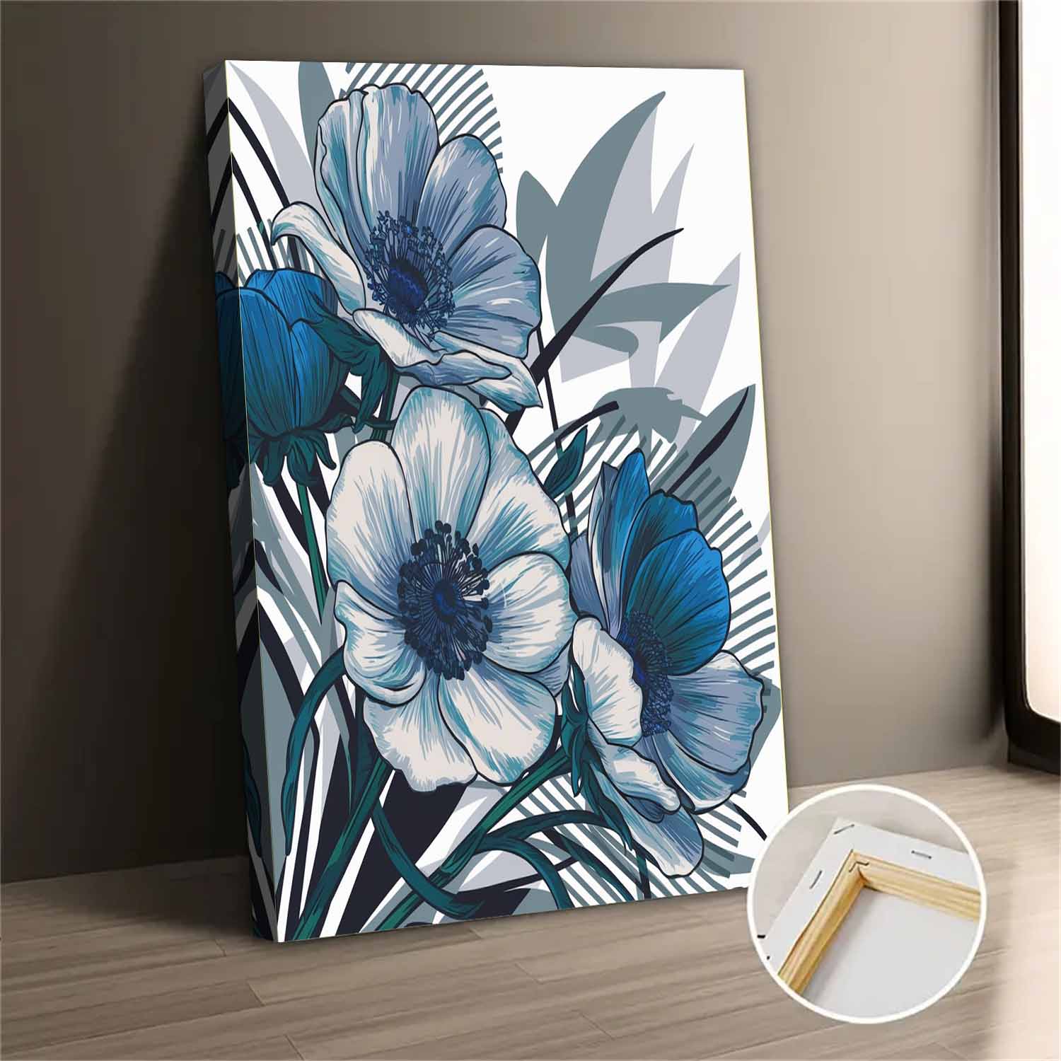 Blue And White Floral Canvas Wall Art For Bedroom Living Room - Walmart.com