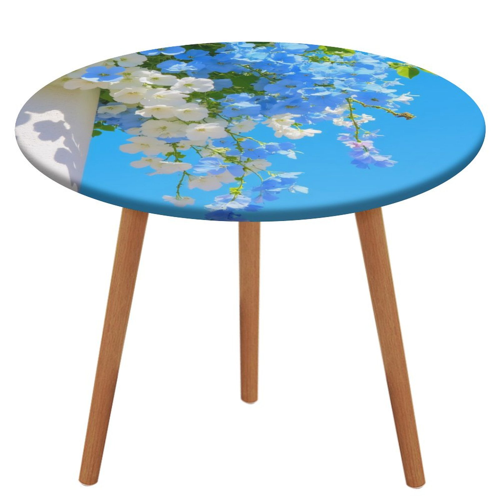 Blue And White Floral Cascade Pattern Round Tablecloth Waterproof ...