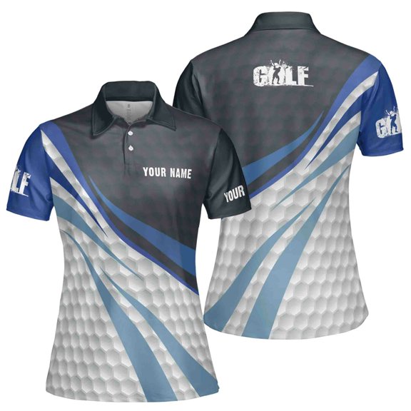 Blue And White Golf Balls Custom Name Golf Team Women's Polo Shirt S-5XL