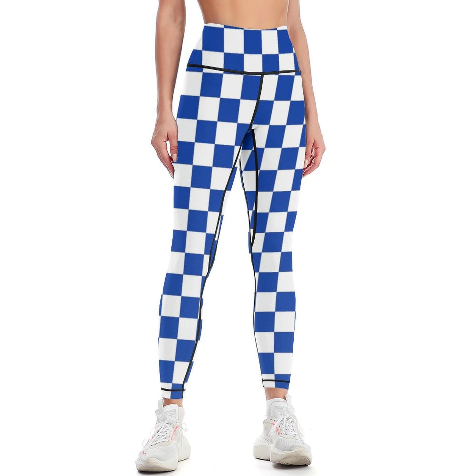 Blue And White Kentucky Checkerboard Leggings Pants Sport Active Wear ...