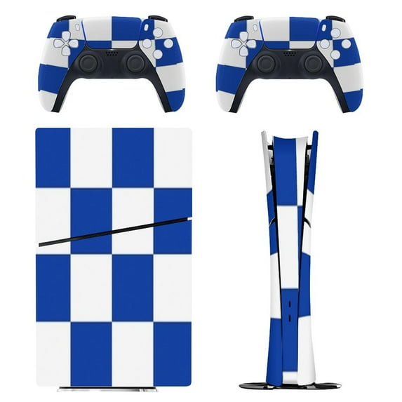Blue And White Kentucky Checkerboard PS5/PS5 Pro/PS5 Slim Digital Disc Skin Sticker For Console And Controller Skins