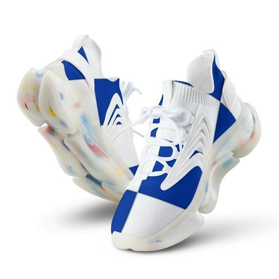 Blue And White Kentucky Checkerboard Walking Shoes for Men Woman Lightweight Tennis Fashion Elastic Sports Shoes Cushion Basketball Shoes