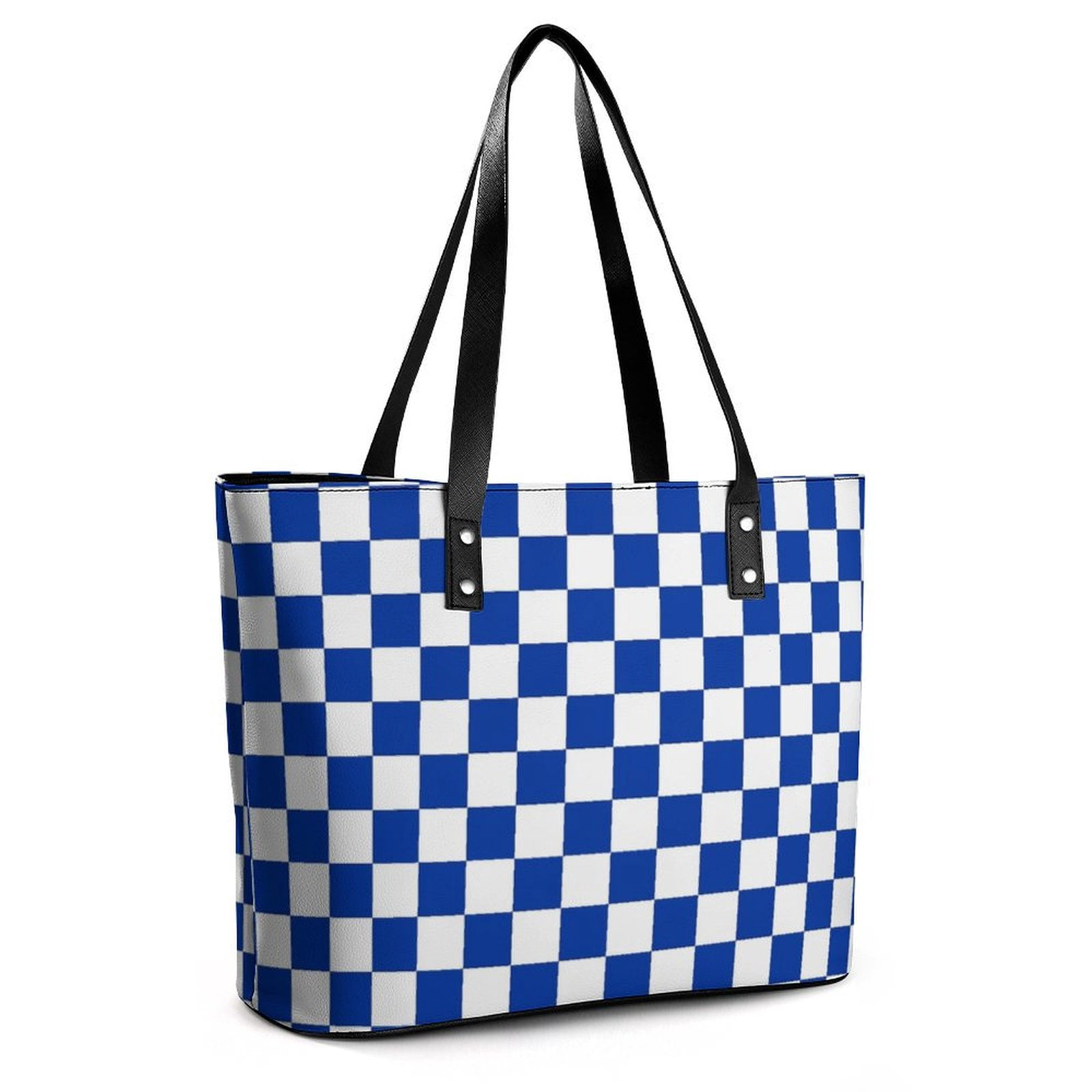 Blue And White Kentucky Checkerboard Woman Leather Handbags  display picture 2