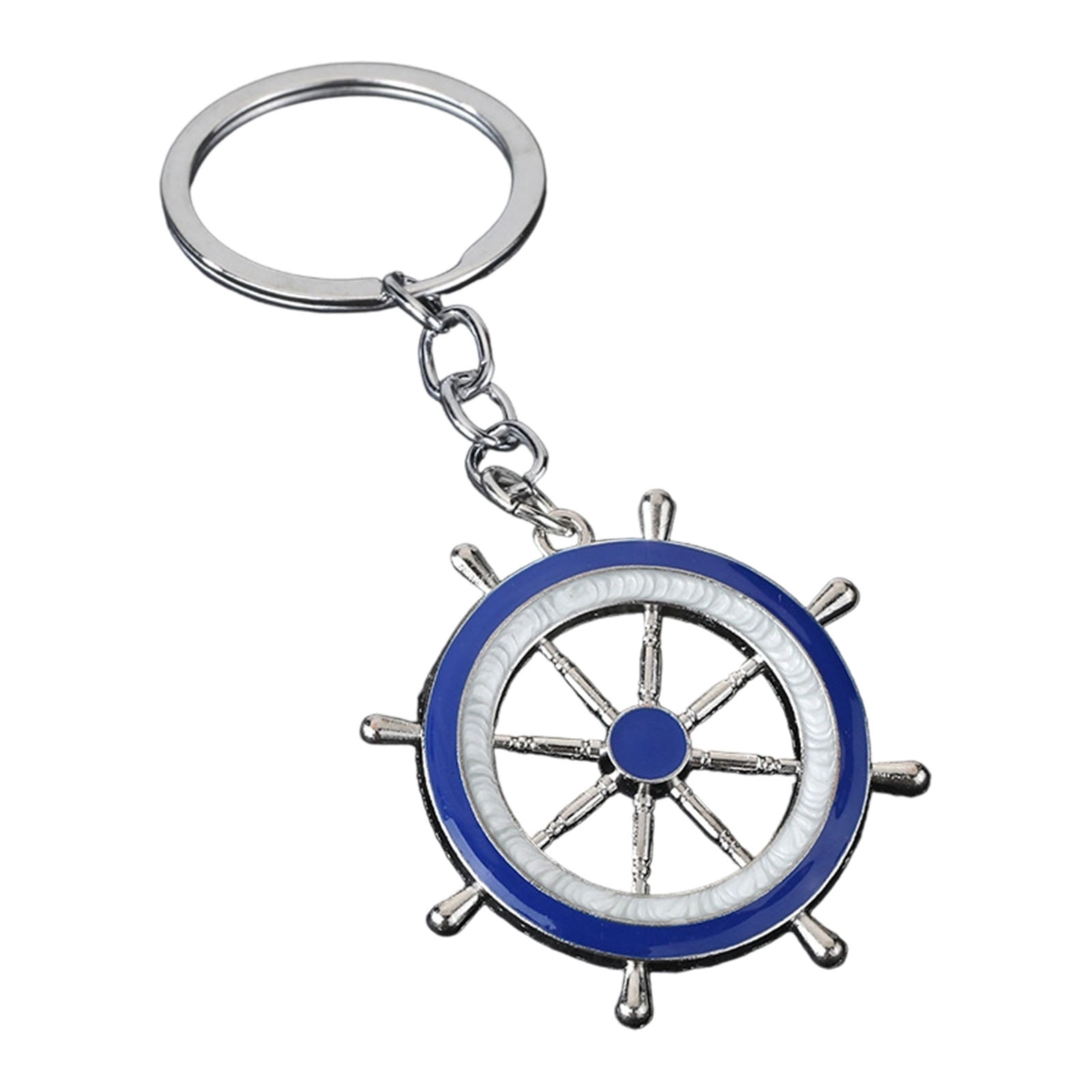 Blue And White Marine Inspired Keychain Incorporating Anchors And Helm ...