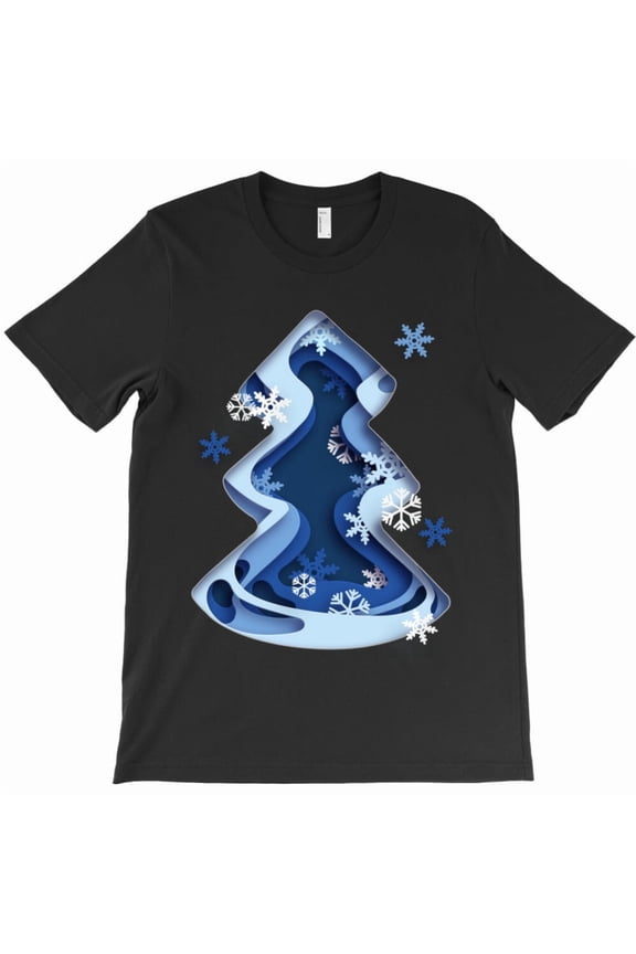 Blue And White Snowflake Funny Christmas Holiday Graphic T-Shirt G8290, Up to 5XL