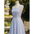 thumbnail image 1 of Blue And White Striped Square Neck Midi Dress With Button Detail And Exterior Pockets, Casual Elegant Summer Dress For Women, 1 of 7