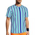 thumbnail image 1 of Blue And White Striped T-Shirt Colorful Lines Harajuku Running T Shirts Short Sleeve Breat, 1 of 5