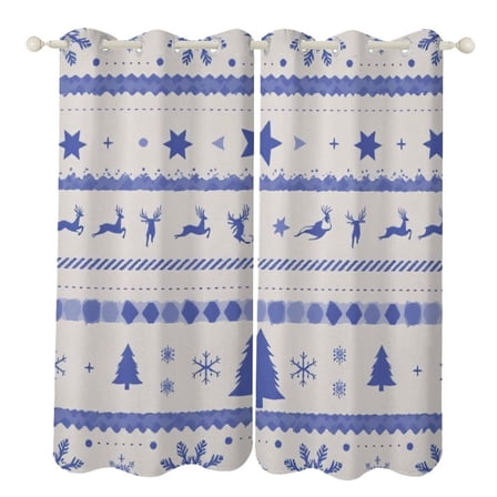 Blue And White Winter Pattern 2 Panels Curtains for Bedroom Living Room Drapes Kitchen Window Curtain Home Decor