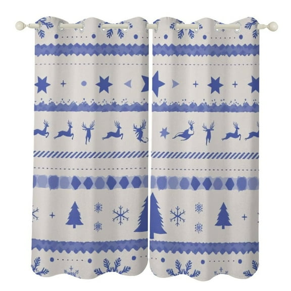 Blue And White Winter Pattern 2 Panels Curtains for Bedroom Living Room Drapes Kitchen Window Curtain Home Decor