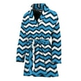 thumbnail image 1 of Blue And White Zigzag Pattern Women Bathrobe One Size Univeral Fits, Zigzag Zigzag Fashion Lightweight Plush Fleece Long Robe For Women, 1 of 3