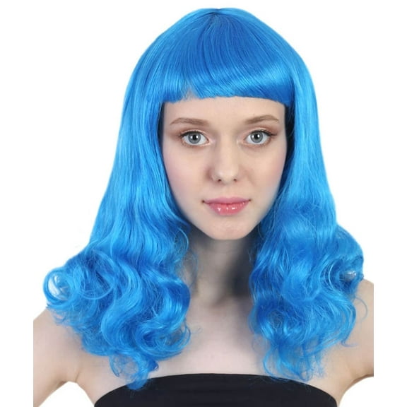 Blue Angel Long Curly Wig Bule for Women Perfect for Fashion, and Halloween - Flame-Retardant Synthetic Fiber Wig