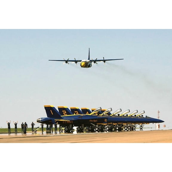 Blue Angels C-130 Hercules Transport Fat Albert - 24x36 Inch Laminated Aviation Poster - Stunning Detail and Bold Colors