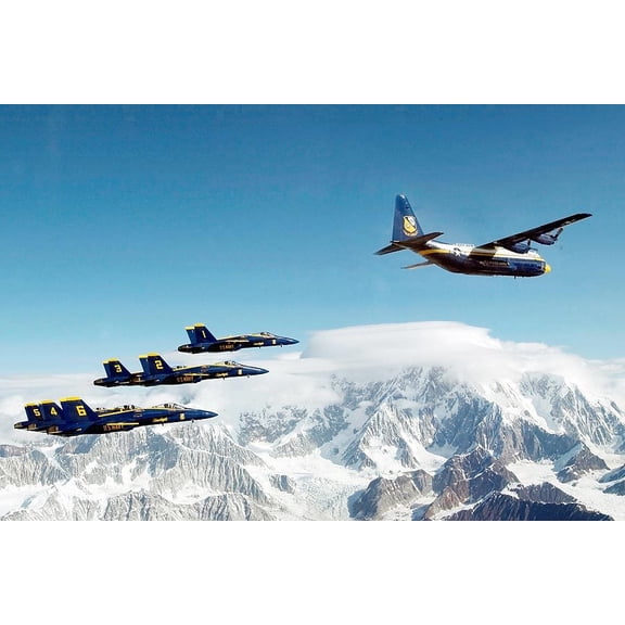 Blue Angels & Marine Corps C-130 Hercules - 24x36 Inch Laminated Aviation Poster - Stunning Detail and Bold Colors