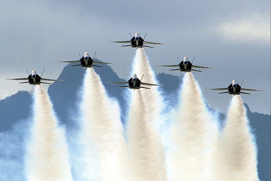 Blue Angels Performing Delta Formation - 24x36 Inch Laminated Aviation ...