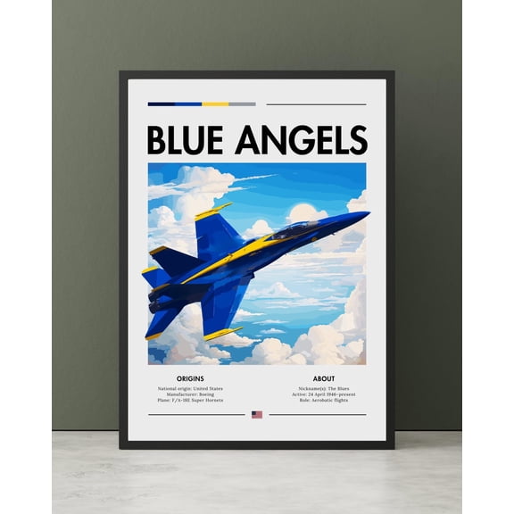 Blue Angels Print, Multirole combat aircraft Aviation Art,F/A-18E Super Hornets Fighter Aircraft, Plane Poster, Jet Poster Wall Art, Poster Only