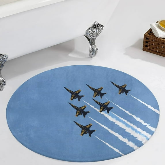 Blue Angels Round Area Rugs for Bedroom Living Room, 6FT Soft Comfy Indoor Circle Carpets, Carpet Home Decor Floor Mat