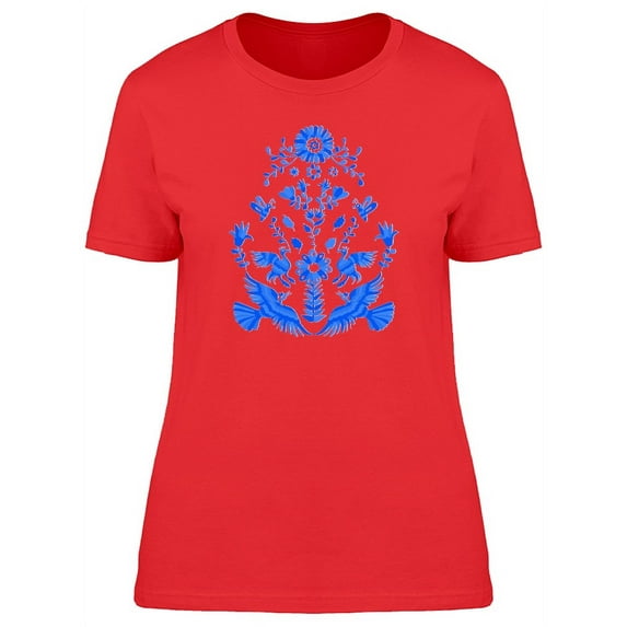 Blue Animals Otomi Style T-Shirt Women -Image by Shutterstock, Female Large
