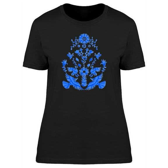 Blue Animals Otomi Style T-Shirt Women -Image by Shutterstock, Female x-Large