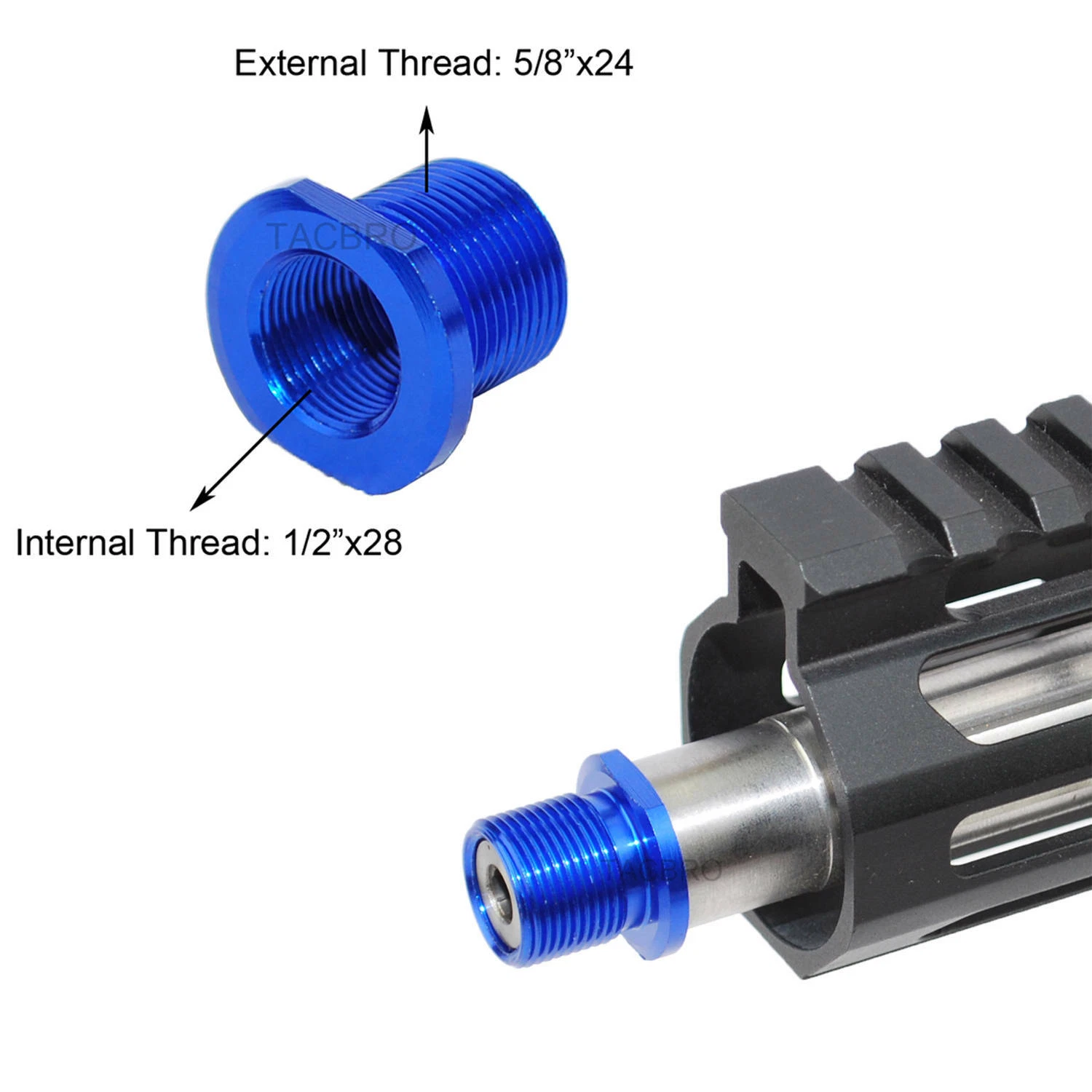TACBRO Universal Thread Adapter & Crush Washer Kit – 1/2x28 To 13/16x16, 13.5LHx1, 1/2x36, 5/8x24