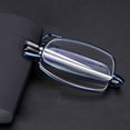 thumbnail image 1 of Blue Antenna Extendable Rectangle Reading Glasses +2.50 Folding Mini Presbyopic Glasses Metal Portable Spring Hinge Readers with Case, 1 of 6