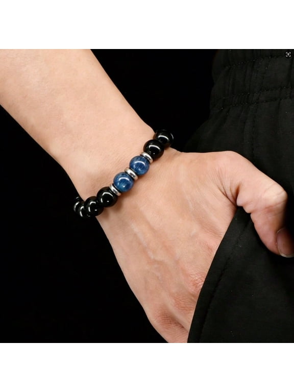 Blue Apatite Bead Bracelet  Unisex Grounding Crystal Jewelry for Daily Wear & Protection, Ideal Commute Accessory & Gift