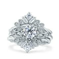 thumbnail image 1 of Blue Apple Co. Art Deco Three Piece Wedding Set Women Wedding Ring Round CZ 925 Sterling Silver., 1 of 5