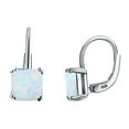 thumbnail image 1 of Blue Apple Co. Cushion Leverback Women Earrings Lab Created White Opal 925 Sterling Silver., 1 of 5
