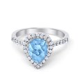 thumbnail image 1 of Blue Apple Co.Halo Teardrop Bridal Filigree Women Ring Aquamarine Opal 925 Sterling Silver, 1 of 4